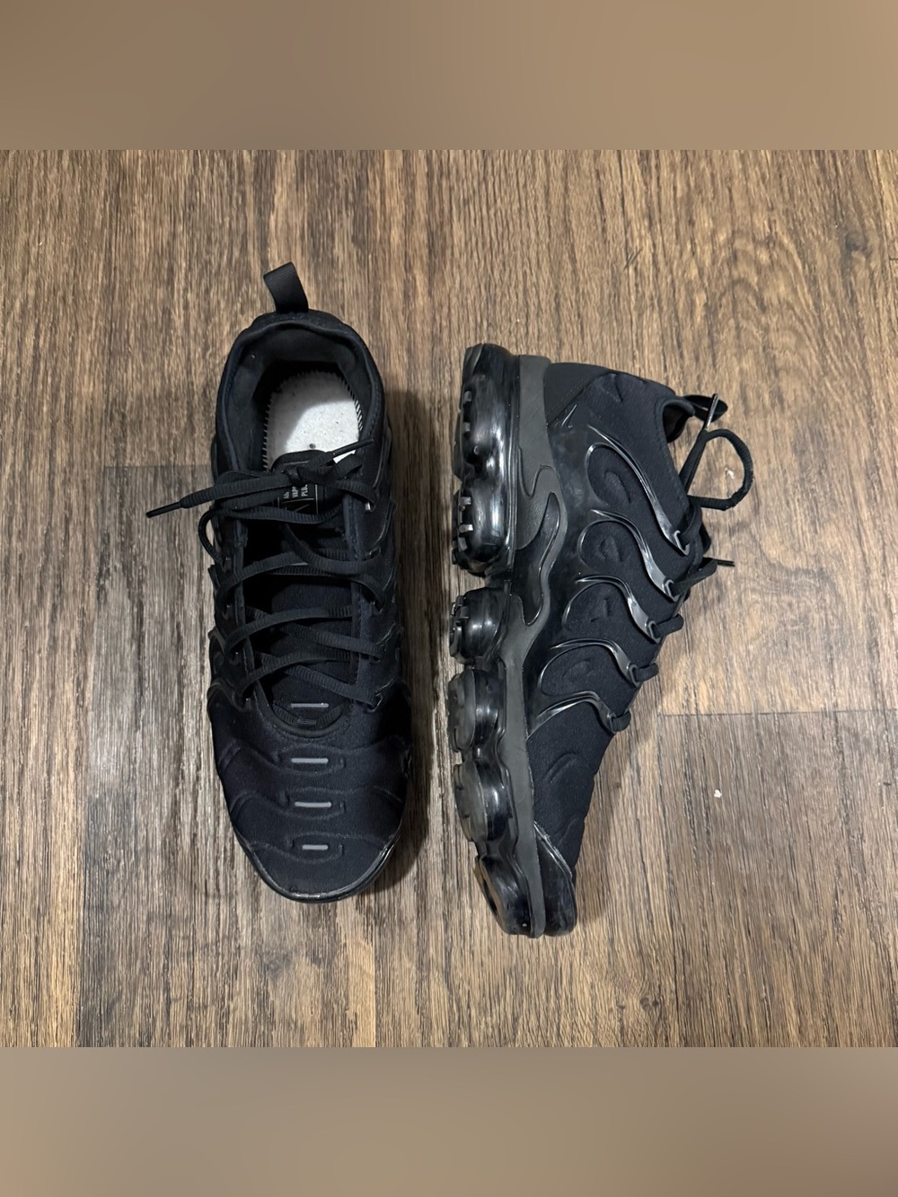 Nike Men's All-Black VaporMax Plus Triple Black Sneakers Size 12 Men